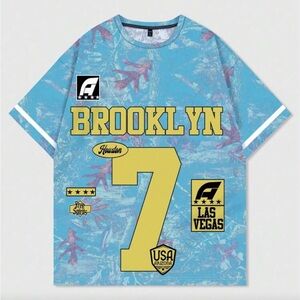 ROMWE Blue Graphic Print Shirt